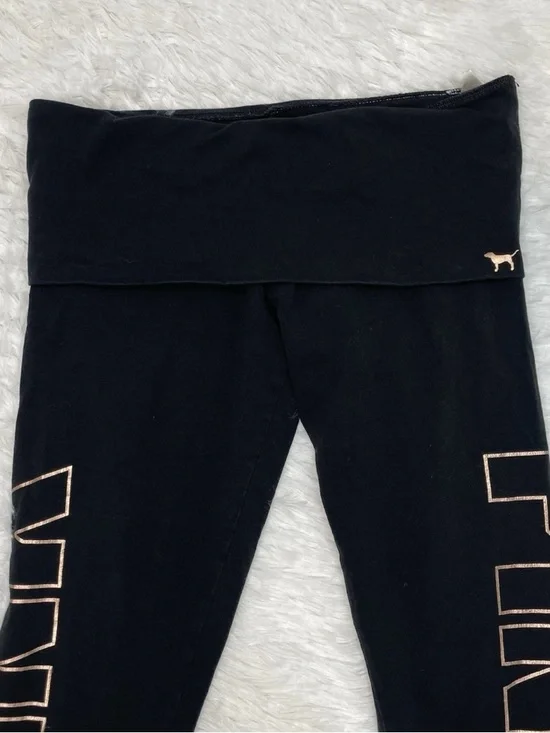 Victoria's Secret Pink Yoga Pants Medium Fold Over Bling Rhinestone Legging Y2k - Picture 5 of 9